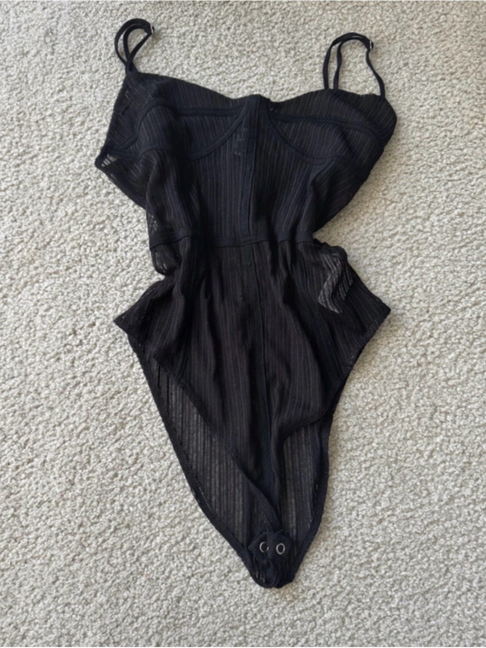 Forever 21 Black Ribbed One-Piece Bodysuit y2k